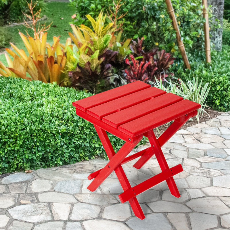 Highland Dunes Resin Teak Folding Outdoor Side Table Fully Assembled